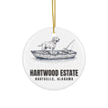 Hartwood Dog Ornament — yellow Lab in a jon boat