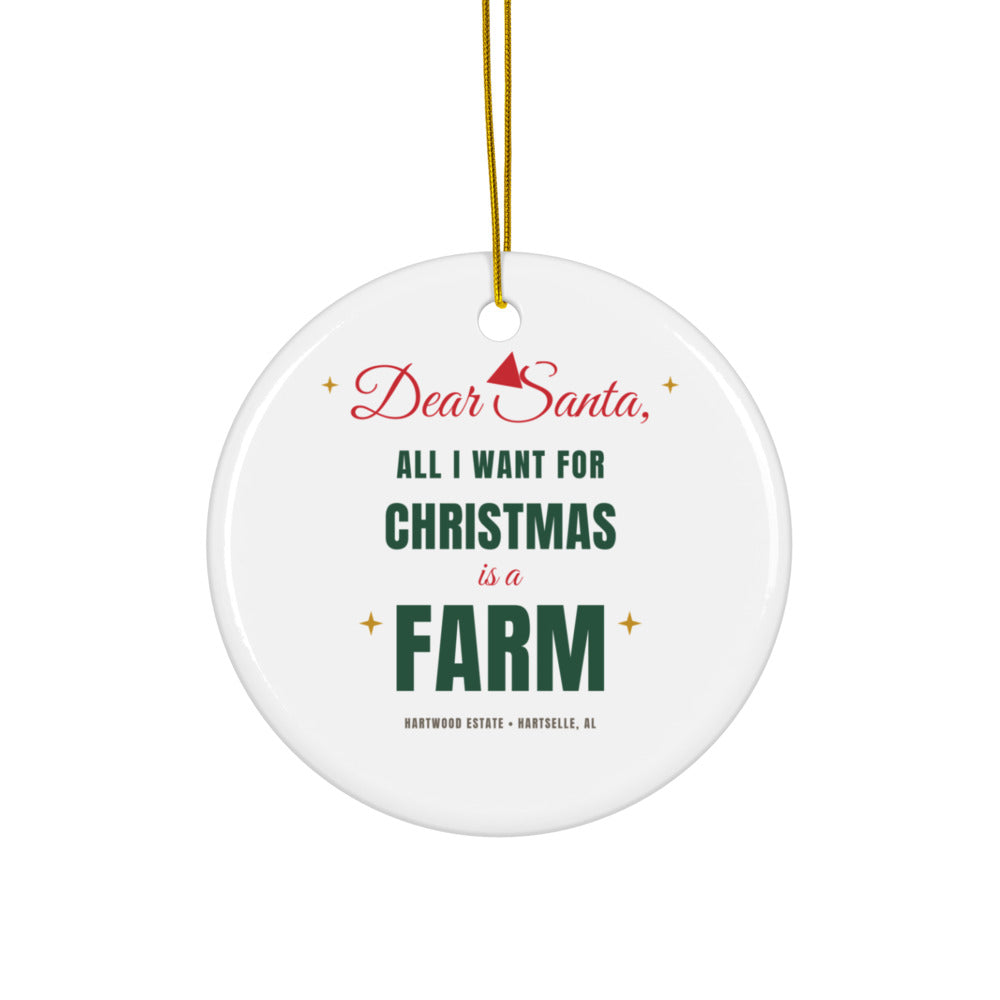 Dear Santa Farm Ornament