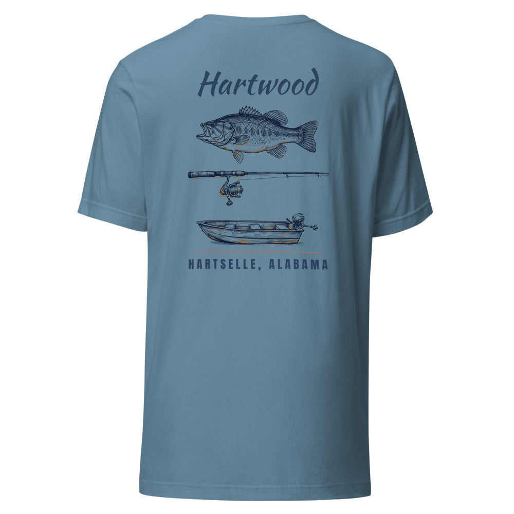 Hartwood Fishing Tee Bass - Steel Blue back