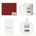 Hartwood Christmas Gift Box — buffalo plaid throw blanket, Dear Santa farm mug, Donkey & Goose hand towel, and Dear Santa ornament
