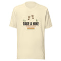Take a Hike Tee — Natural, smaller boot prints with pine trees