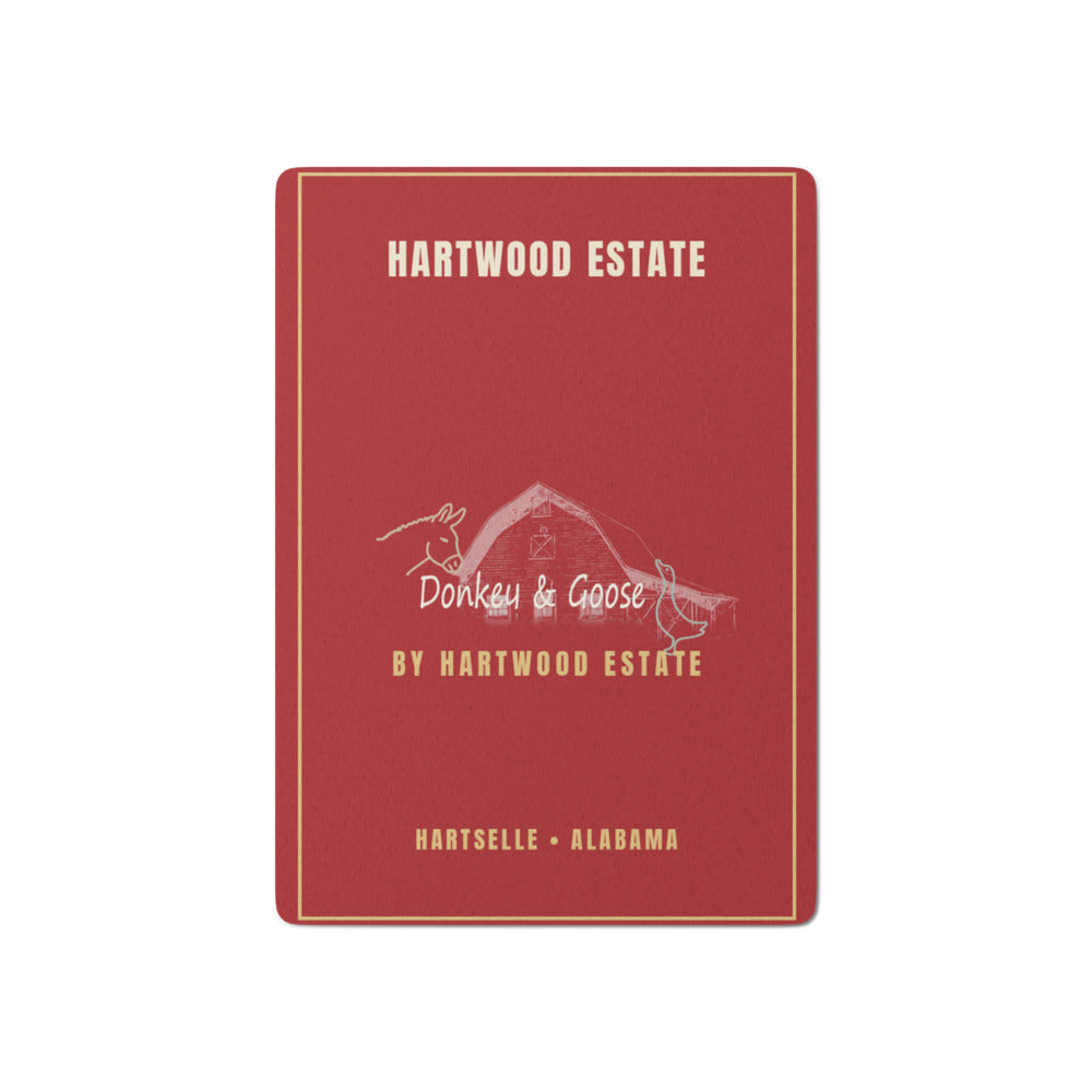 Hartwood Playing Cards card back with legible BY HARTWOOD ESTATE line