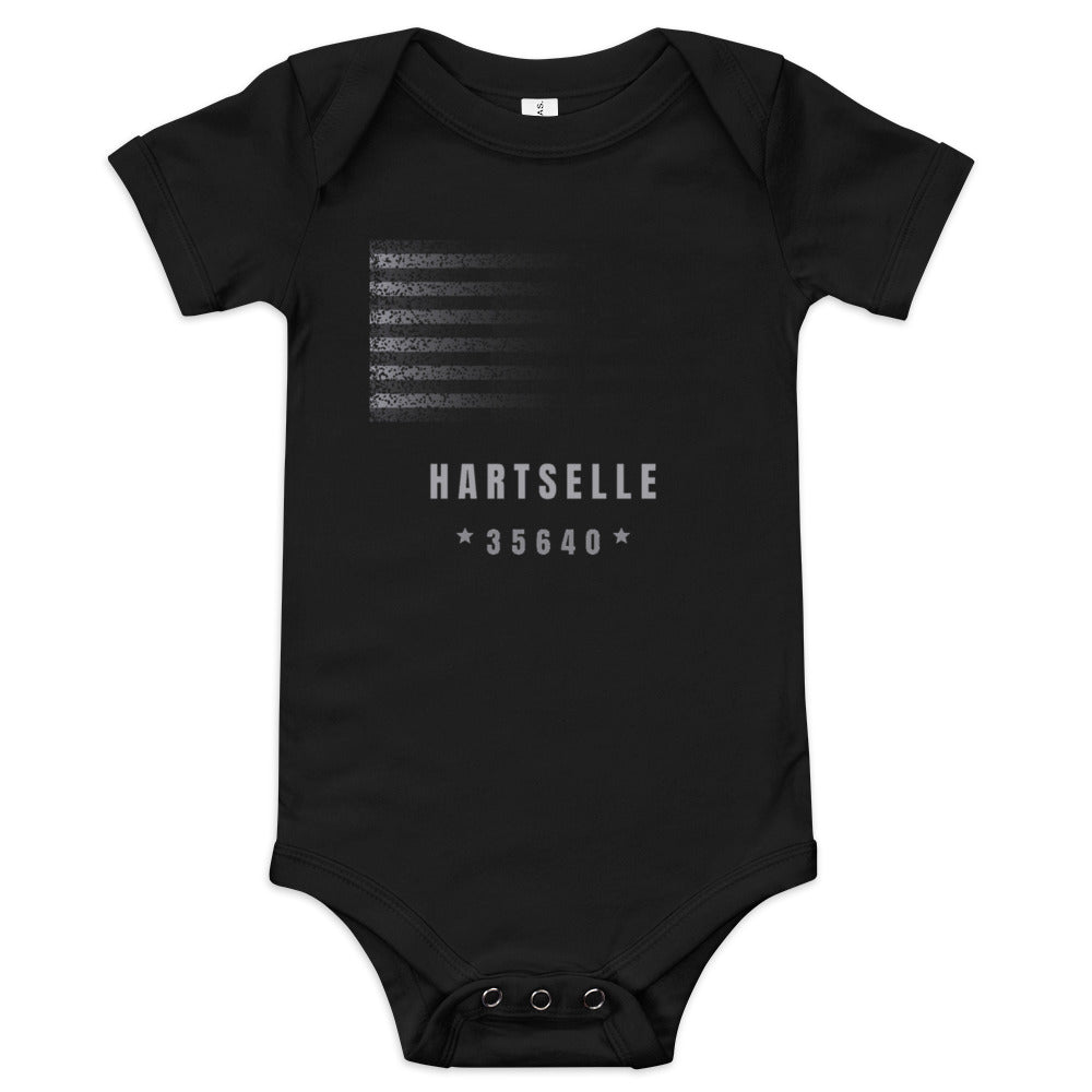 Hartselle Flag Baby Bodysuit front — wide flag, original direction