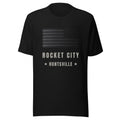 Rocket City Flag Tee front — wide flag, original direction