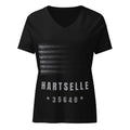 Hartselle Flag Tee — Women's V-Neck front — wide flag, original direction
