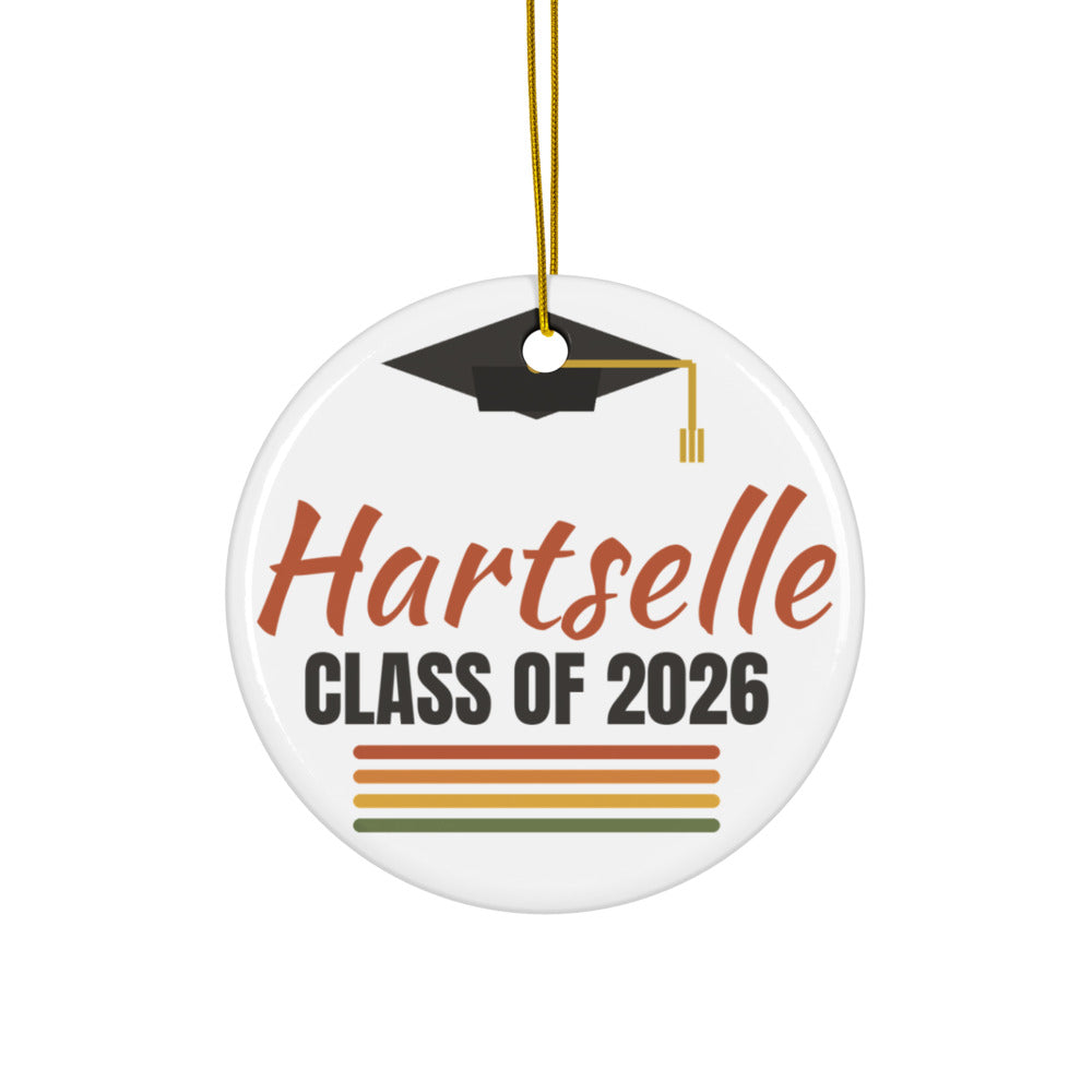 Hartselle Class of 2026 ceramic ornament with graduation cap design