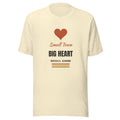 Small Town Big Heart tee in Natural with rust heart design