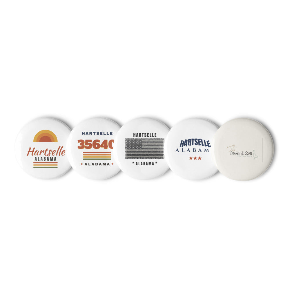 Hartselle Pin Button Set of 5 — resized art with clear rim margins