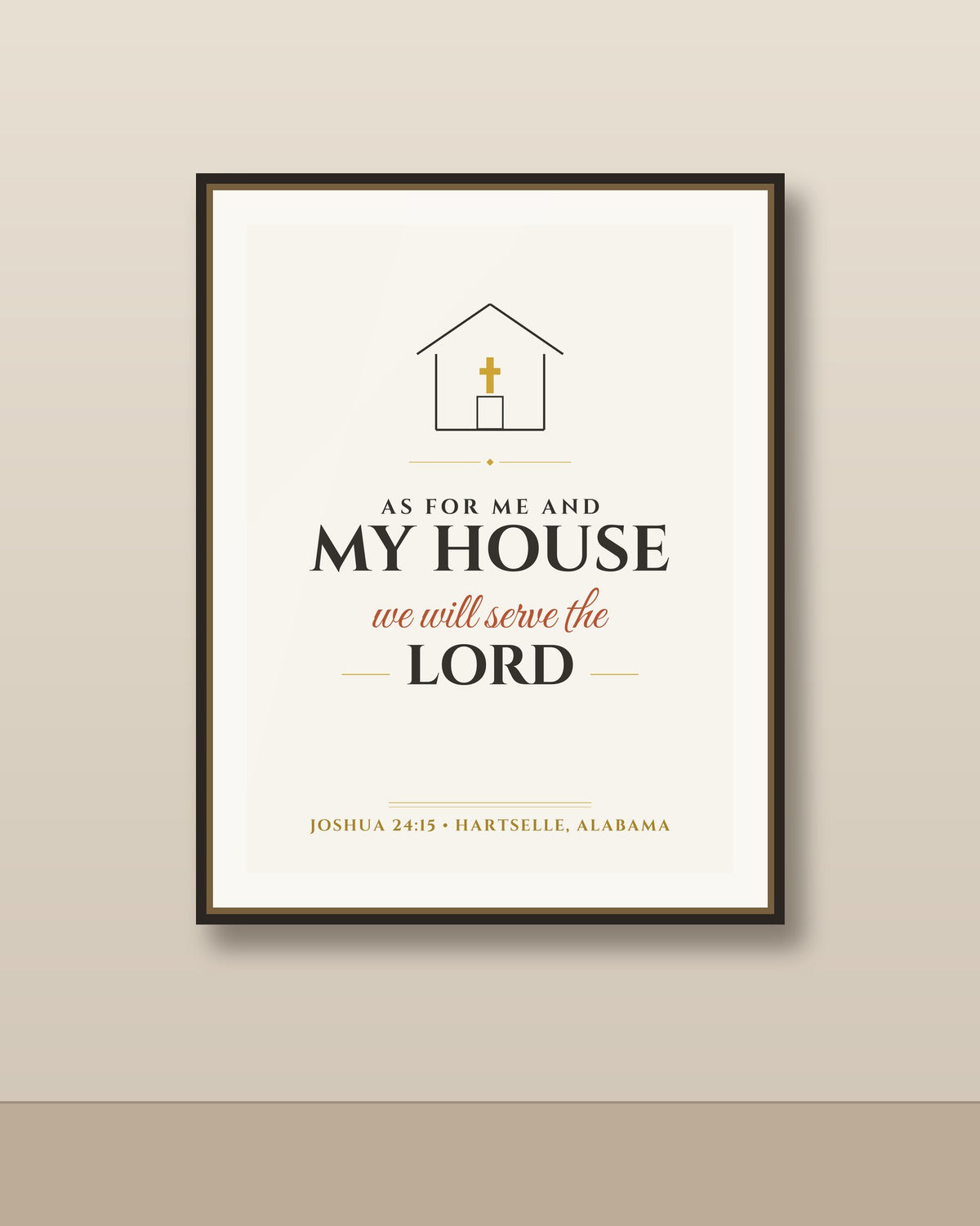 As For Me And My House art print — typography design, framed