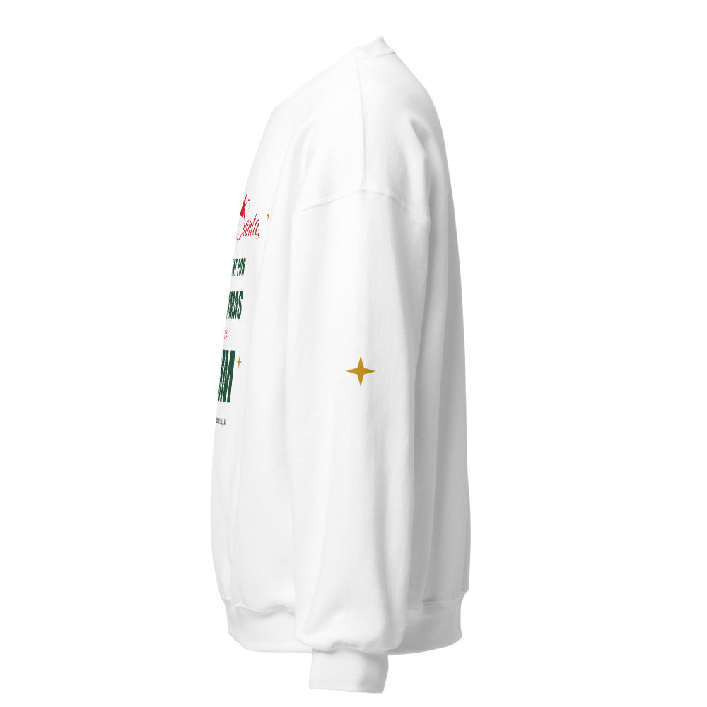 Dear Santa Farm Sweatshirt Classic Fit - White, gold sparkle on left sleeve