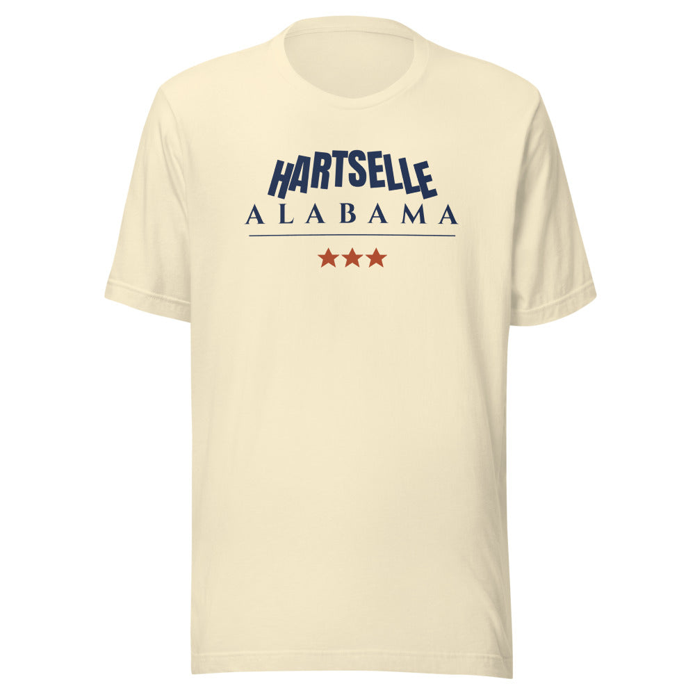 Hartselle Varsity Tee — HARTSELLE ALABAMA arch with stars, enlarged