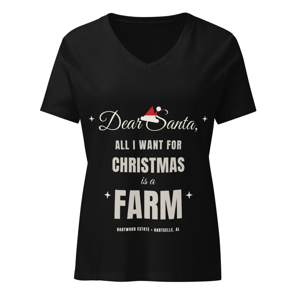 Dear Santa Farm Tee Women's V-Neck - Black