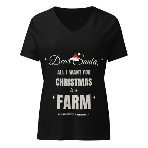 Dear Santa Farm Tee Women's V-Neck - Black