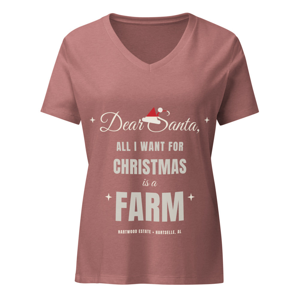 Dear Santa Farm Tee Women's V-Neck - Mauve