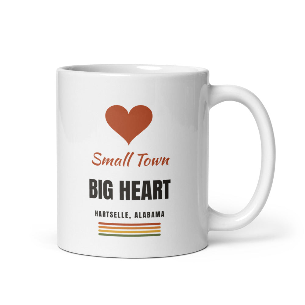 Small Town Big Heart mug with rust heart design